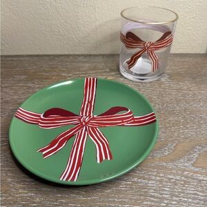 New 13.8 fl oz Bow Glass Tumbler Threshold & Appetizer Plate Bow Plate Bundle